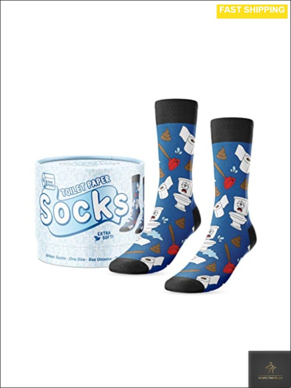 Novelty Toilet Paper Socks Cotton Blend Crew Length One Size Fits Most